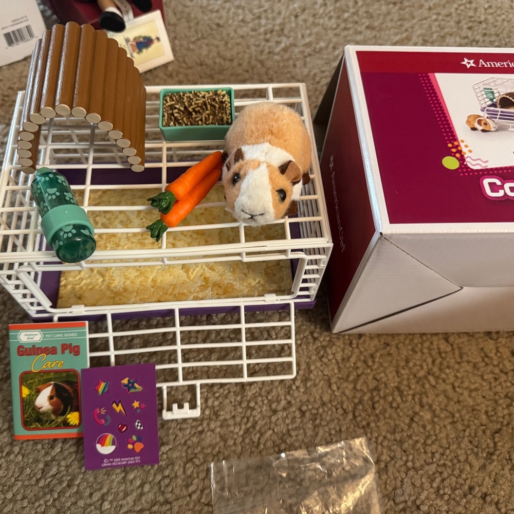 American Girl Guinea Pig Habitat with Brown and White Accessories